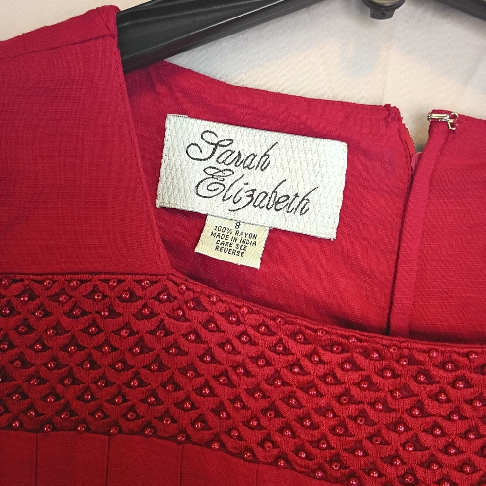 Vtg Women Sarah Elizabeth Scarlet Dress Size 8